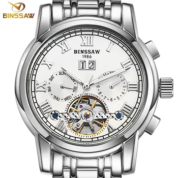 

BINSSAW Manner Automatische Mechanische Uhren Luxus Marke Mode Tourbillon Edelstahl Business Sport Uhr Relogio Masculino