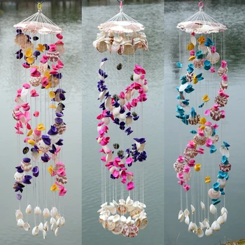 

Mediterranean Natural Shells Wind Chime Hanging Decor Exquisite Seashell Windbell Aeolian Bells Crafts Ornaments Wedding Gifts