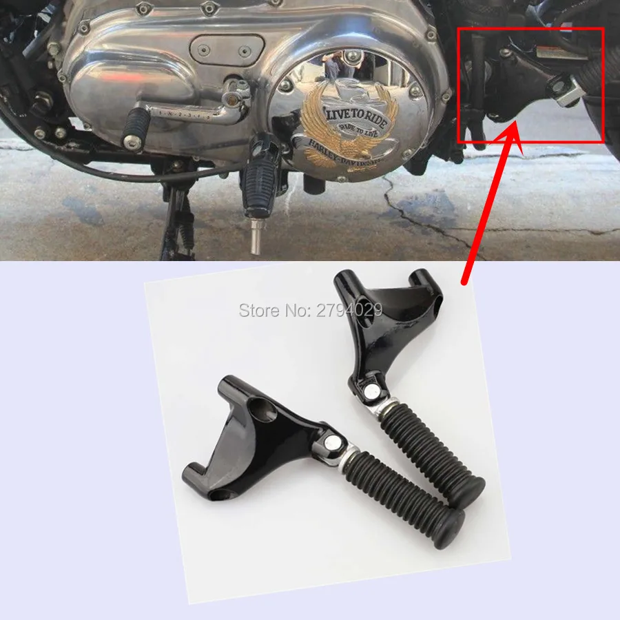 Black Rear Passenger Foot Peg Footpeg Pedals Mount Kit For Harley