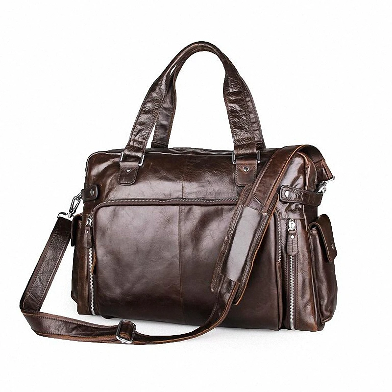 Vintage Genuine Leather Men Business Handbag Briefcase Cowhide Messenger Shoulder bag Crazy Horse Tote 17 inch Laptop Bag LI-899