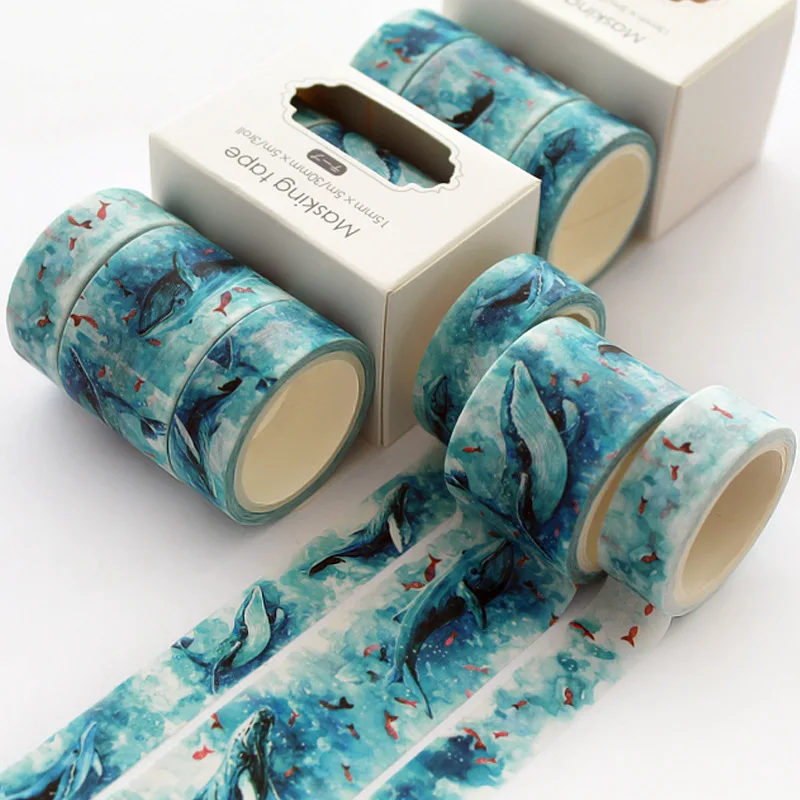 

3 pcs/pack Cute Cloud fish Bullet Journal Washi Tape set Adhesive Tape DIY Scrapbooking Sticker Label Japanese Masking tape