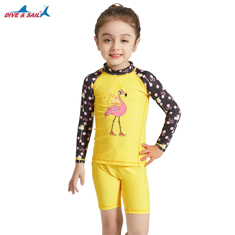 Купальник для девочки с цветочным принтом для дайвинга, УФ UPF50+ цельные купальники для девочек 3-10 лет, детский купальный костюм - Цвет: As shown