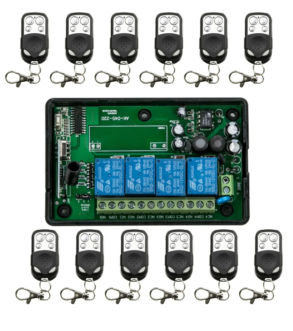 

Hot Sales New 85V 110V 220V 230V 250V 4CH RF Wireless Remote Control Relay Switch Security System Garage Doors, Electric Doors