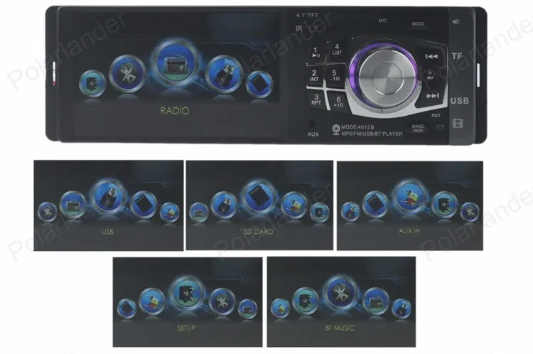 Автомобильный стерео радио MP3 MP4 плеер 4,1 ''HD TFT 12V автомобильный аудио видео-вход FM/USB/SD/воспроизведение папок/AUX поддержка задней камеры Bluetooth