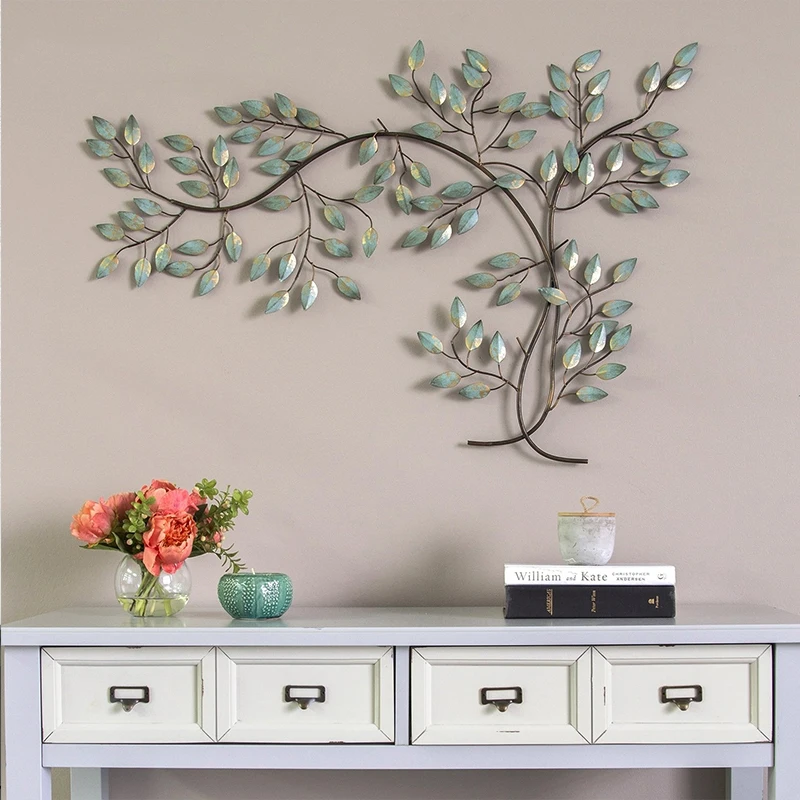 

American Wrought Iron Tree 3D Wall Sticker Mural Crafts Home Livingroom Wall Decoration Hotel Office Room Wall Decor Ornaments