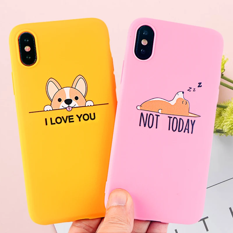 Модные чехлы для мобильных телефонов iPhone X XS MAX XR 6s 7 8 Plus милый корги мягкие