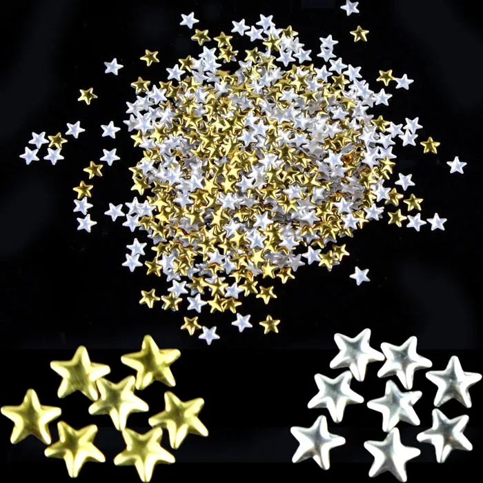 

250 Pieces Gold & Silver 5mm Star Metal Studs for Nails Decoration nagels spulletjes steentjes nail art decorations metaliques