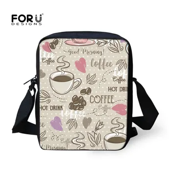 

FORUDESIGNS Small Casual Messenger Bag For Women Men Coffee Children Cross Body Bag Girls Lady Casual Shoulder Bags With Zipper