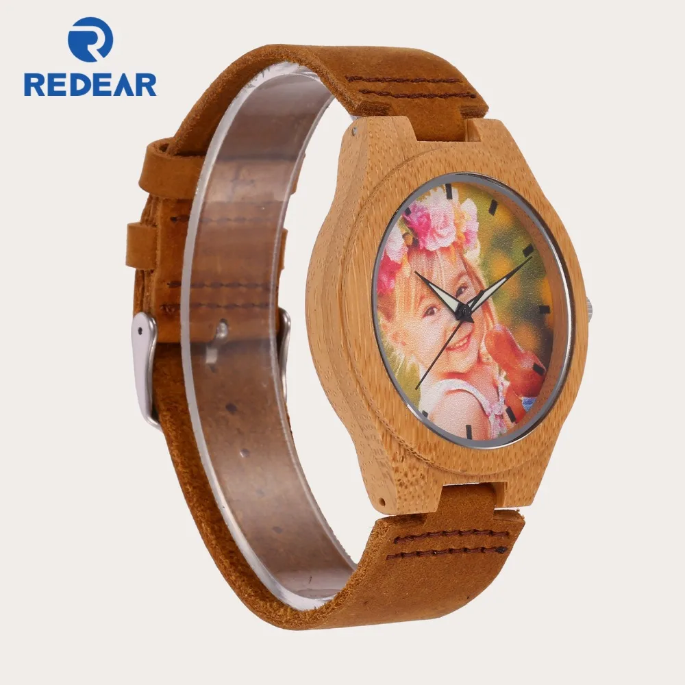 Creative Gift Wood Watch Men Women Lovers Photos UV Printing on Wooden Watch OEM Customized Gift
