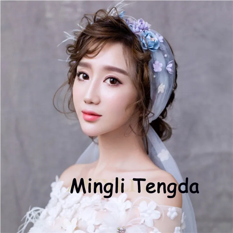Mingli Tengda 2018 новые милые Стиль Свадебная повязка элегантные свадебные цветы и Fascinators Свадебные оголовье свадебные аксессуары