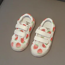 Новая модная сетчатая обувь для девочек, повседневная обувь с мягкой подошвой для мальчиков, детская обувь с фруктовым леопардовым принтом