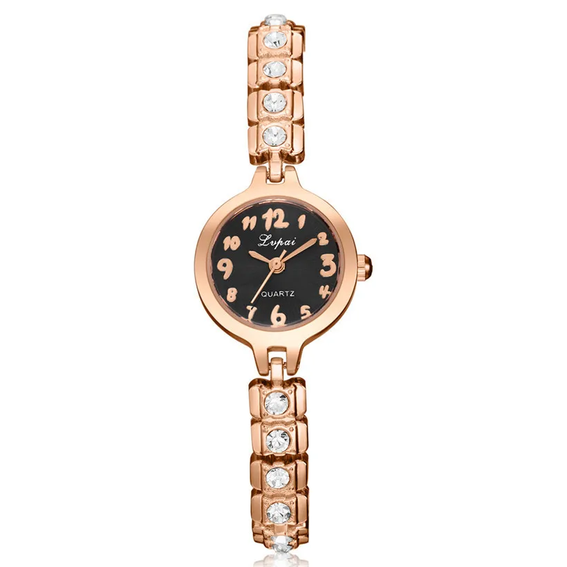 

LVPAI Women watches Fashion Woman Stainless Steel Luxury Crystal Dial Quartz Crystal stone Bracelet Wrist Watch lady dress A20