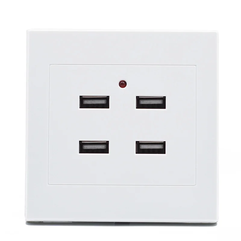 CE 4 Ports Wall Mounted USB Electrical Sockets USB 36V to 5V Electric