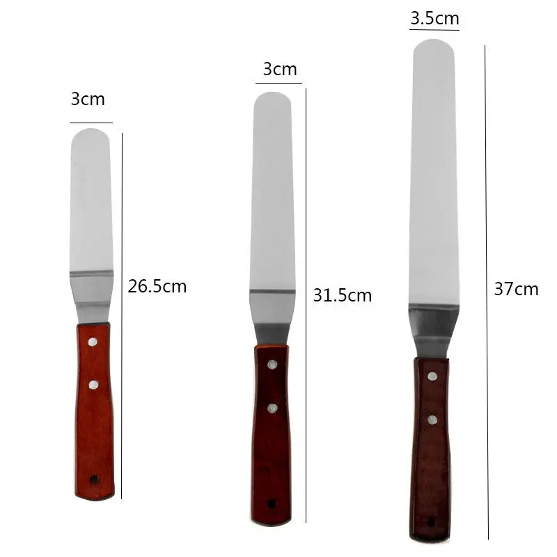 6810 Inch Stainless Steel Butter Cake Cream Knife Spatula Wooden Handle Kitchen Smoother Kitchen Pastry Cake Decoration Tools (6)