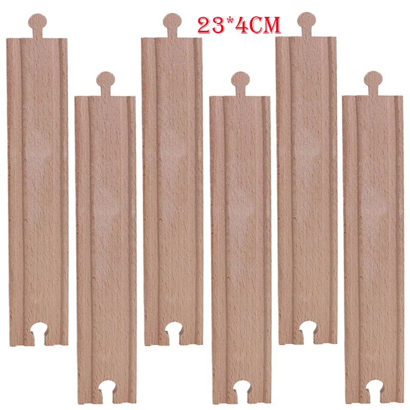 straight wooden train tracks