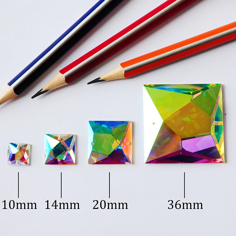 2308TH AB Sewing Rhinestones Sew On Stones Crystal Strass Square Rhinestone Flatback For Garment Jewelry Decorations | Дом и сад