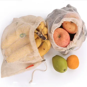 

2019 Reusable Mesh Grocery Bag String Fruit Vegetable Storage Handbag Totes Shopping Mesh Net Woven Bag Shop Kitchen Organizer