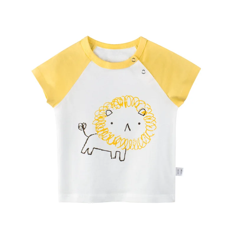 

New summer kids T-shirt boys and girls double-breasted cotton cartoon fashion children's T-shirt unisex