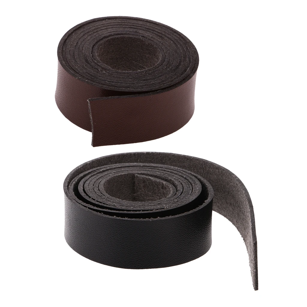 2Pcs DIY PU Leather Strap Dark Brown Black, 0.79 Inch Wide and 78 Inches Long