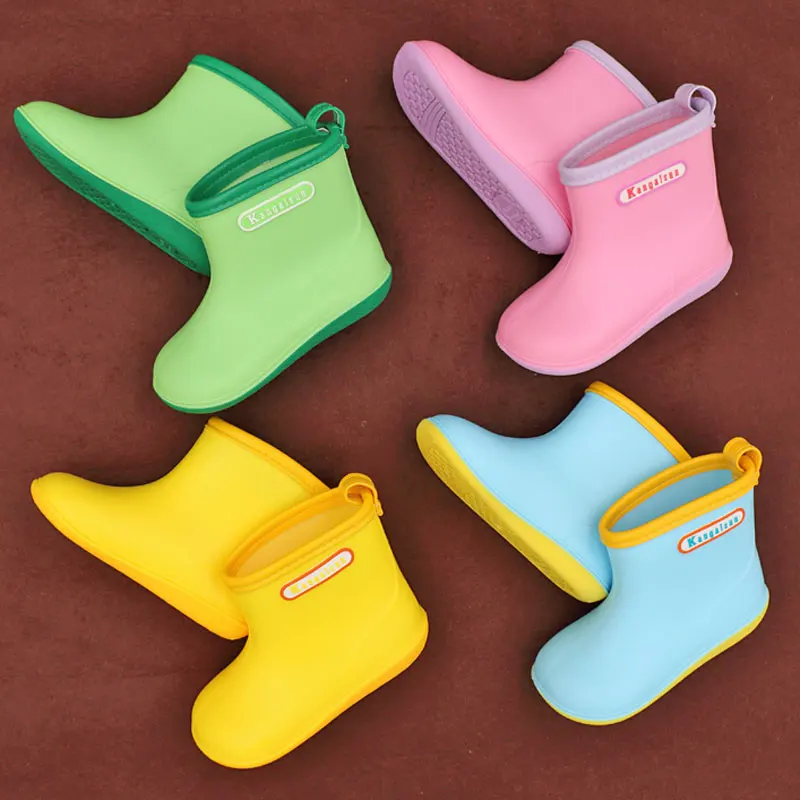 Online Botas de lluvia para niños con dedos anchos niños niñas zapatos de agua botas de goma antideslizante suave bebé rosa Botas de lluvia Zapatos de lluvia for1 6y niños