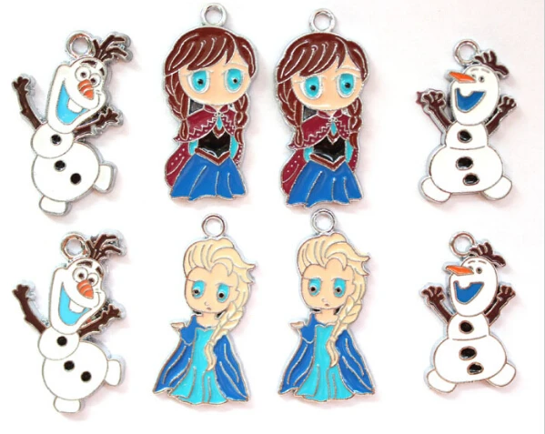 Hot ! 50pcs Cartoon Elsa Anna princess Olaf Enamel Metal Charm Pendants DIY Jewelry Making Mobile Phone Accessories B-018 | Украшения и