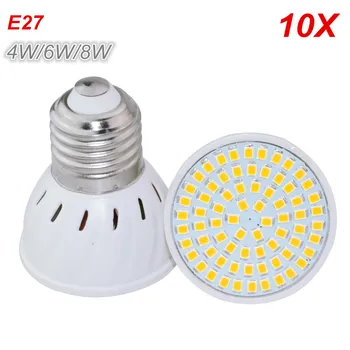 

10X E27 LED Spotlight 4W 6W 8W Full Power Bulb Lamp 36Leds 54Leds 72Leds Lampada Hotel Home Indoor Lighting Bombillas Lamp 220V