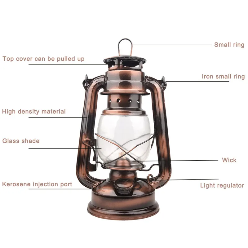 Портативный светильник в стиле ретро, керосиновая лампа, металлический походный светильник, лампа для кемпинга, лампа для дома, аварийная лампа