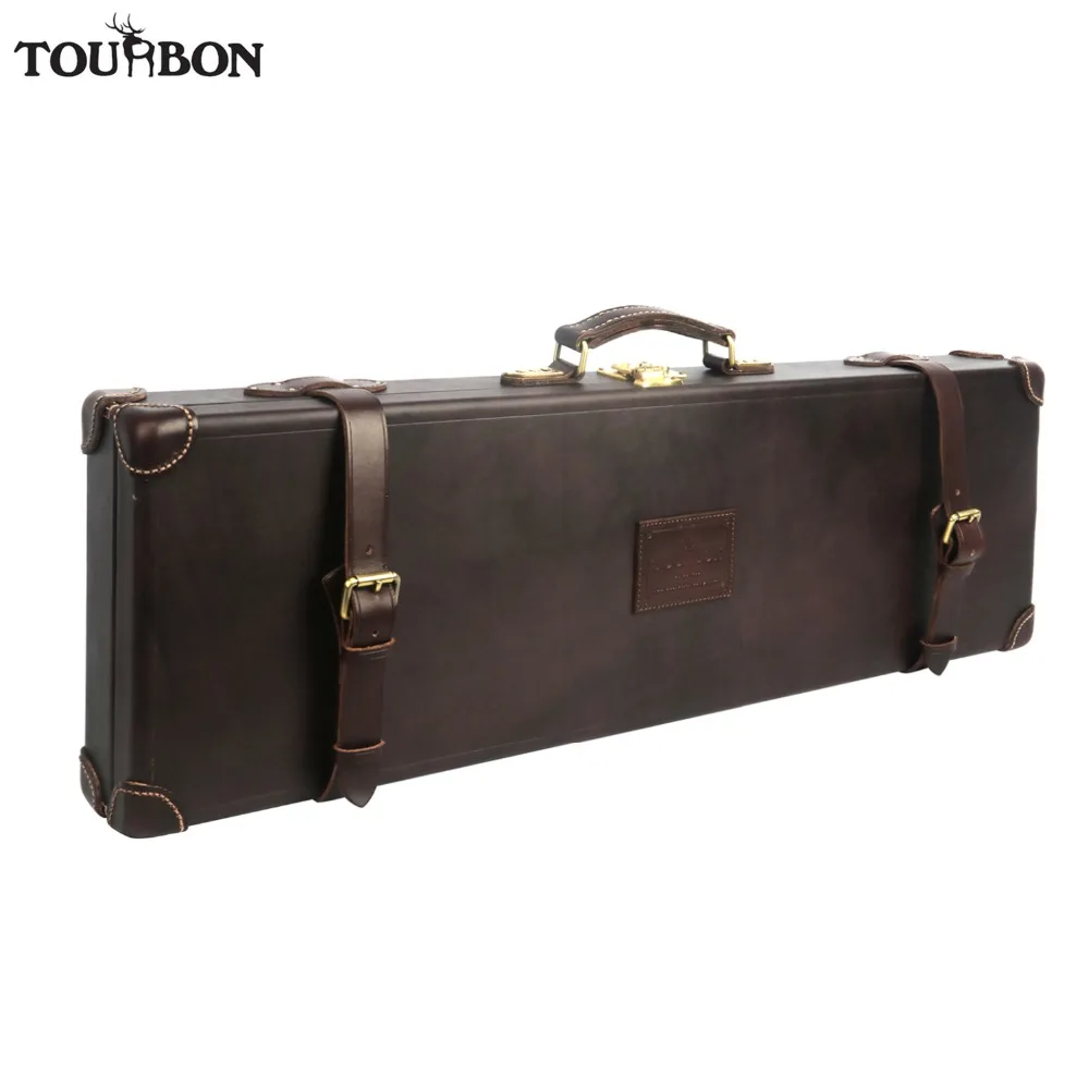 Tourbon Universal Hunting Gun Hard Case Shotgun Rifle Storage Bag Genuine Leather Carrier with Lock Shooting Accessories | Спорт и