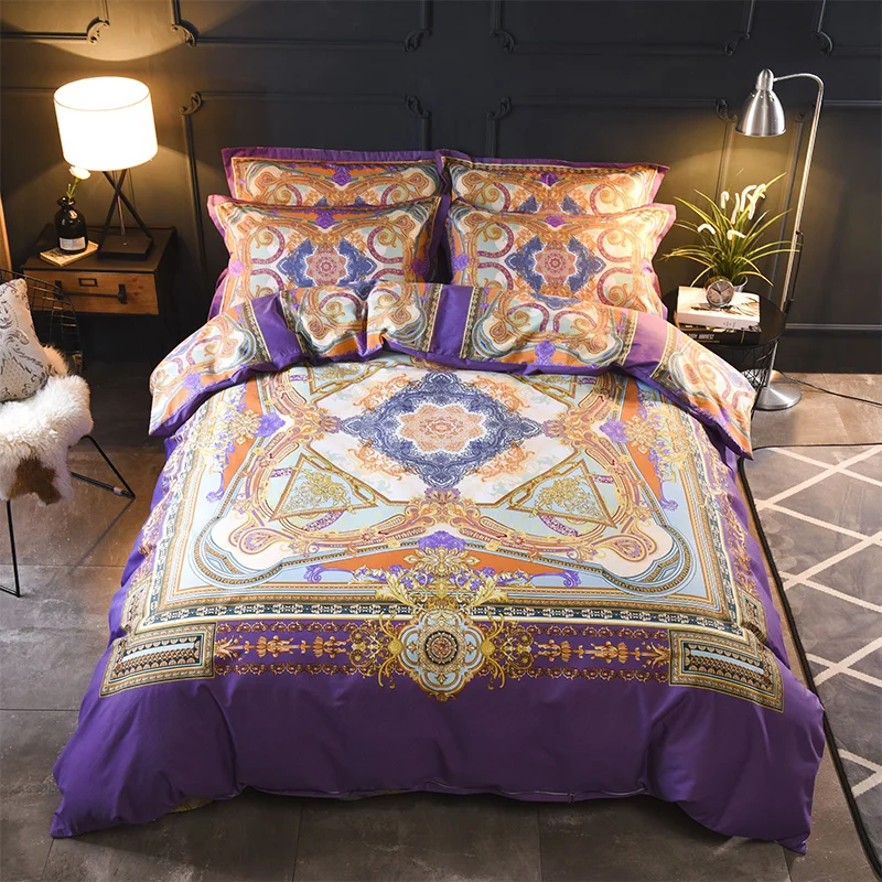 

Medusa medallion europe cotton bedding set duvet cover flat sheet pillow cases king queen size bed linen set
