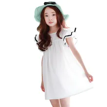 Летнее платье для девочек г. Летнее белое пляжное платье с рукавами-крылышками для девочек-подростков детская одежда Детские платья для девочек 100-160 см