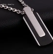 Minimalismo Diseñador Hombres Patrón Rectángulo Etiqueta Colgante, Collar de Acero De Platino Metal con Gruesa Cadena, Hombres de Moda Etiqueta collar