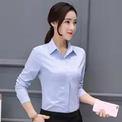 2019 Повседневная блузка рубашка женская с длинными рукавами хлопковая рубашка Женская однотонная хлопковая офисная рубашка Топы женские