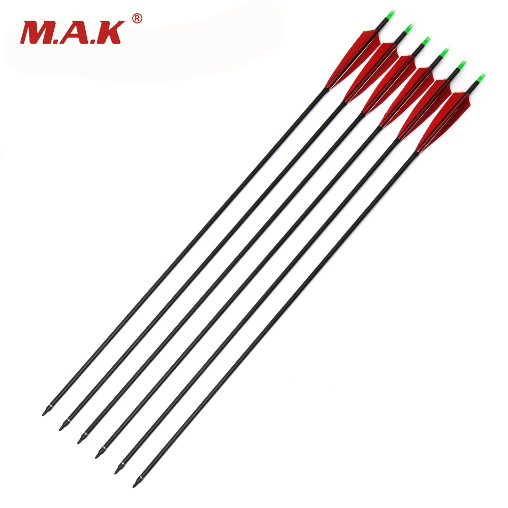 

6/12/24pcs 85cm Spine 500 OD 8mm Carbon Arrows with Red Feather for 20-50lbs Compound/Recurve Bow Hunting Shooting Archery
