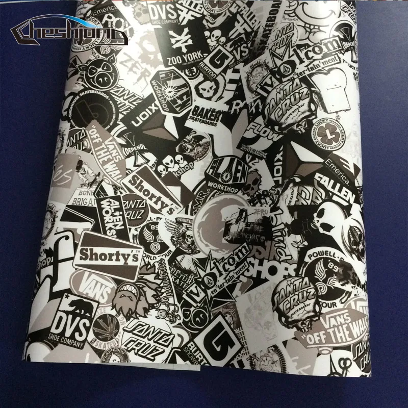 Black-White-Graffiti-Cartoon-Stickerbomb-For-Car-Motorcycle-Scooter-Scateboard-Helmet-DIY-Decal-Vinyl-Wrap-Adhesive-Film-Sheet-01