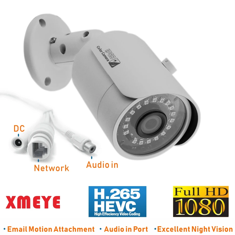 ENSTER IP66 H.265 уличная Onvif HD 1080P ip-камера с поддержкой обнаружения движения электронная сигнализация с фото моментом, поддержка внешнего MC