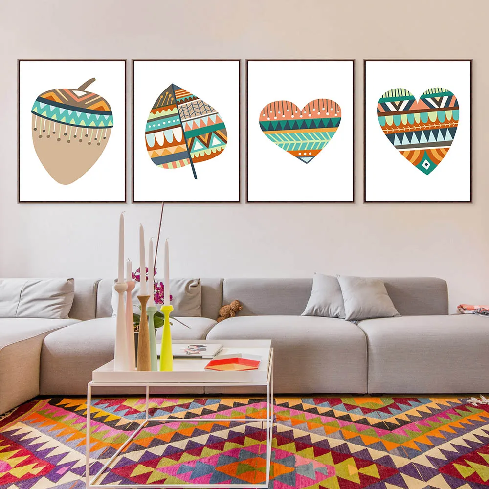 ihomemall morden color heart pattern Posters And Prints Wall Art Canvas Painting Pictures For Living Room Nordic Decoration | Дом и сад