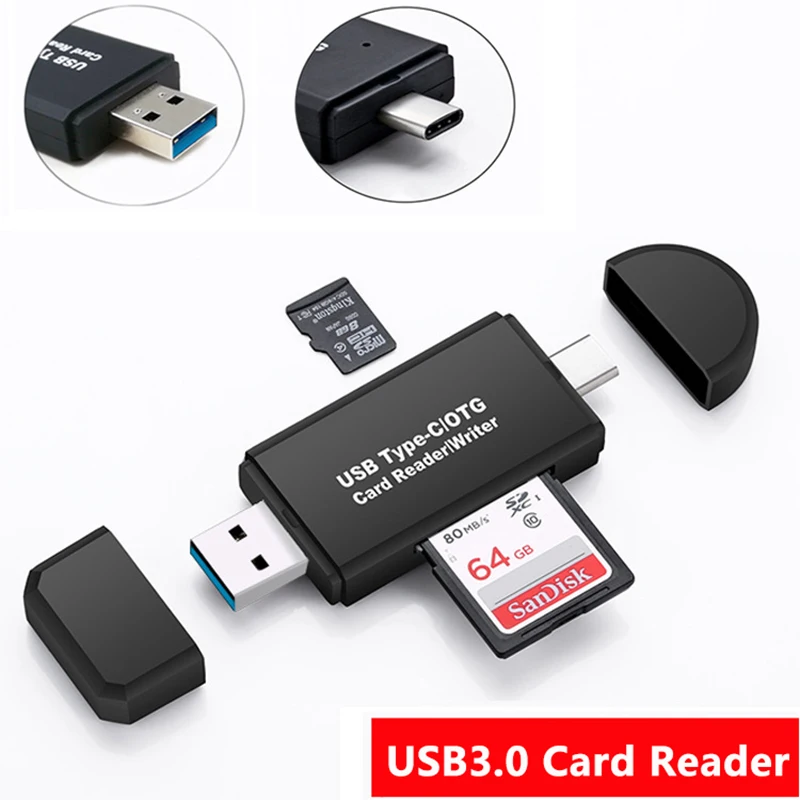 Micro sd кард-ридер usb 3,0 OTG кард-ридер высокоскоростной USB Универсальный TF/SD кард-ридер для смартфона компьютера дропшиппинг - Цвет: Черный