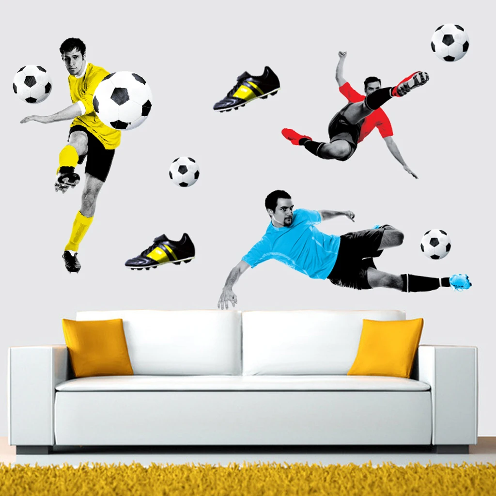 3D Play Football Soccer Wall Art Sticker Kids Bedroom Wallpaper Decor