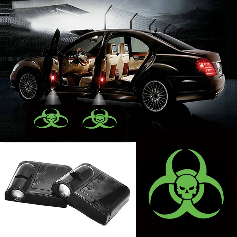 

2 X Wireless Car Door LED Projection Biochemical Projector Shadow Logo Light Welcome Lamps Magnet Sensor for ford fiesta focus