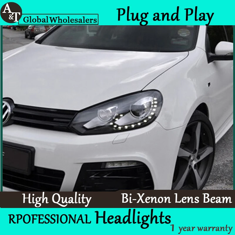 A&T Car Styling for Golf 6 LED Headlight Golf6 R Headlights 15 LED DRL