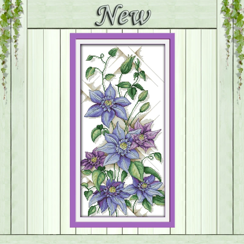 

Purple blossoms flowers vase decor paintings counted printed on canvas Cross Stitch kits DMC 11CT 14CT needlework Sets embroider