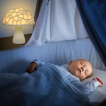 

HiMISS LED 3D Print Mushroom Shape Bedside Night Moon Light Table lamp for Decor
