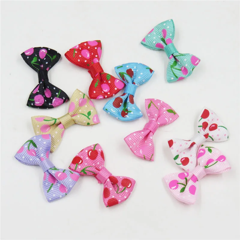 2PCS/LOT Lovely Cherry Small Bow Hairpin For Girl Hair Tie Child Elastic Hair Bands Scrunchy Clips Hair Accessories For Kids