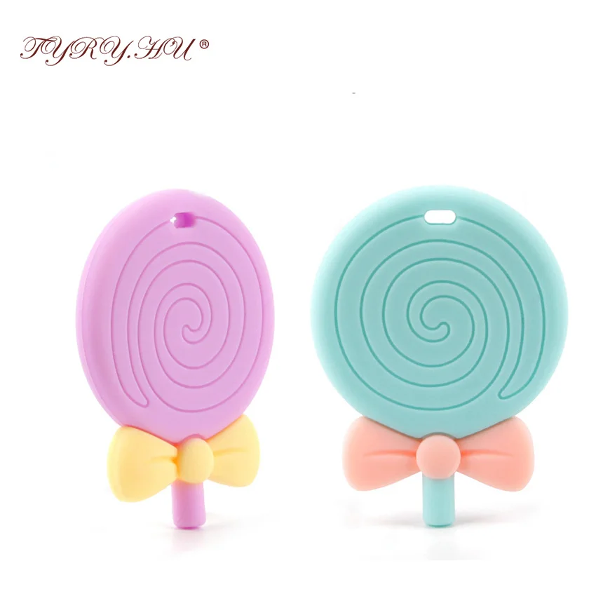 

TYRY.HU Lollipop Baby Teether 10pc Silicone Ring Bpa Free Silicone Teether Pendant For Diy Soothe Dummy Chain Silicone Necklace