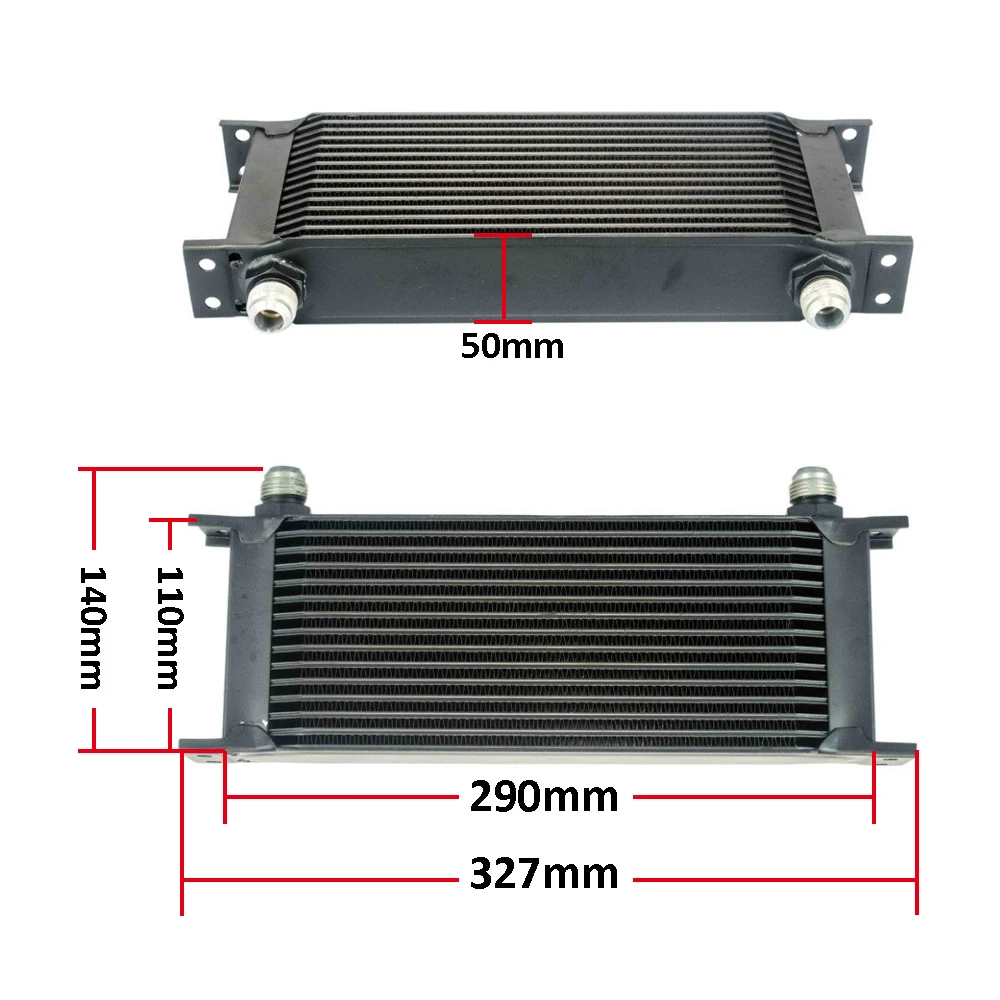 LZONE-алюминиевый Универсальный Двигатель Трансмиссия AN10 Масляный радиатор 15 рядов черный JR7015BK