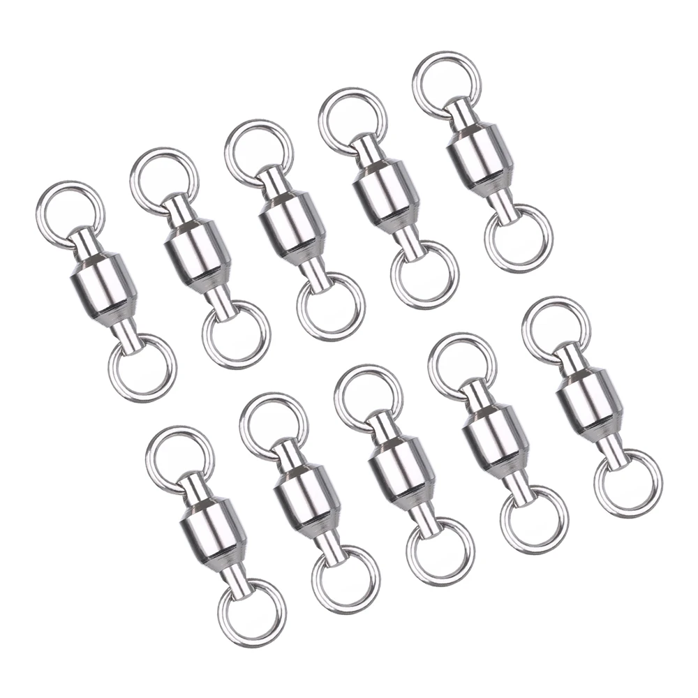 

10Pcs Stainless Steel Fishing Rolling Swivel Connector Abrasion Resistant Fishing Line Connector Fishing Accessories 0-10#
