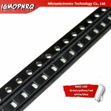 100 шт. зеленый желтый красный синий белый 0603 SMD светодиодный светильник