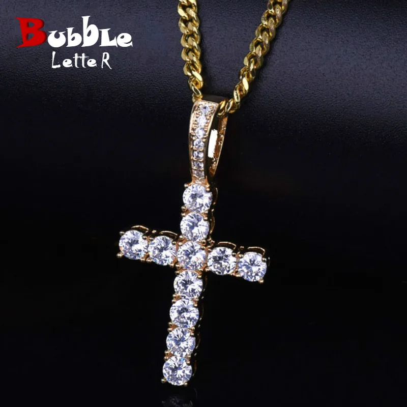 

Men Women AAA Zircon Cross Pendant Gold Silver Copper Material Iced CZ Cross Pendants Necklace Chain Fashion Hip Hop Jewelry