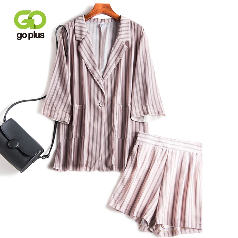 GOPLUS комплект из 2 предметов женские осенние полосатые пальто с отложным