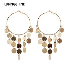 LUBINGSHINE Гипербола горячая Распродажа серьги круглые большие гладкие круглые серьги золотые блестки Brincos серебряные серьги для женщин ювелирные изделия